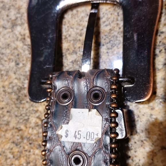 Buckle Bling Rhinestone Rose Gold Hardware Brown Snakeprint Leather Belt NEW - Picture 9 of 11